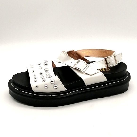 Mudd Shoes - Mudd Womens Sandal Alexis White Platform Wedge Heel Ankle Strap Buckle 8 NEW